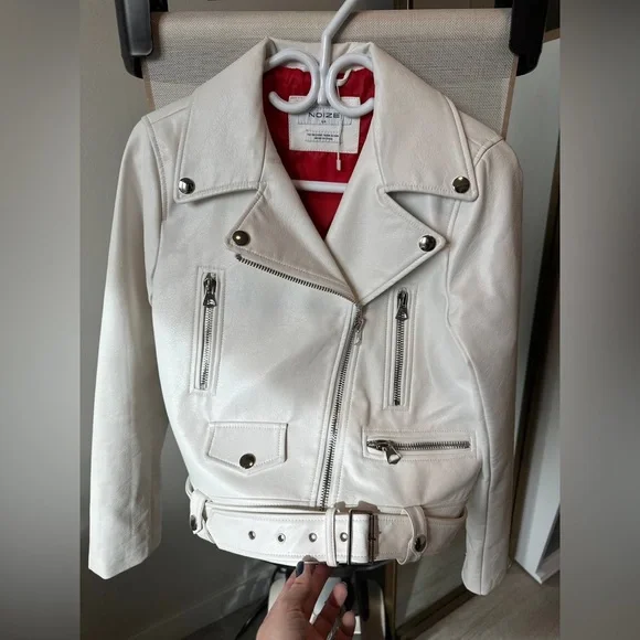 New! Noize Faux Leather Moto Jacket – White – Women’s Size S - Picture 6 of 10